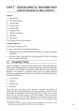 Unit 2 Geographical Distribution And