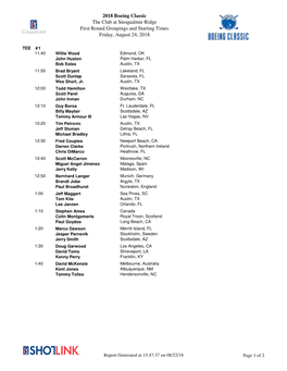 2018 Boeing Classic the Club at Snoqualmie Ridge First Round Groupings and Starting Times Friday, August 24, 2018