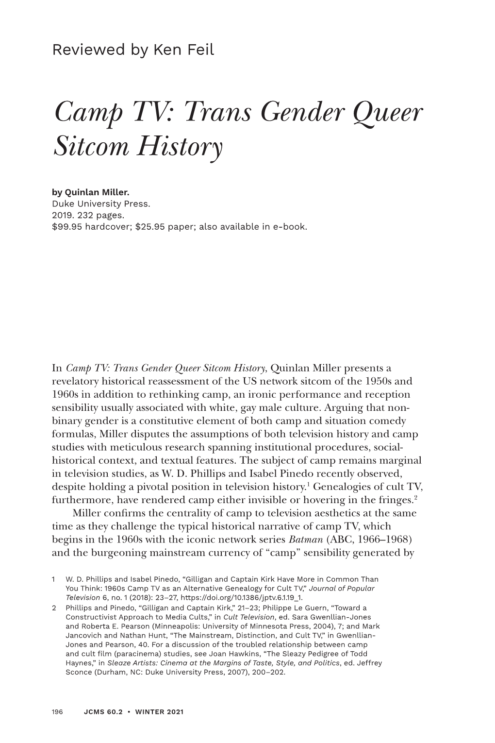 Trans Gender Queer Sitcom History by Quinlan Miller