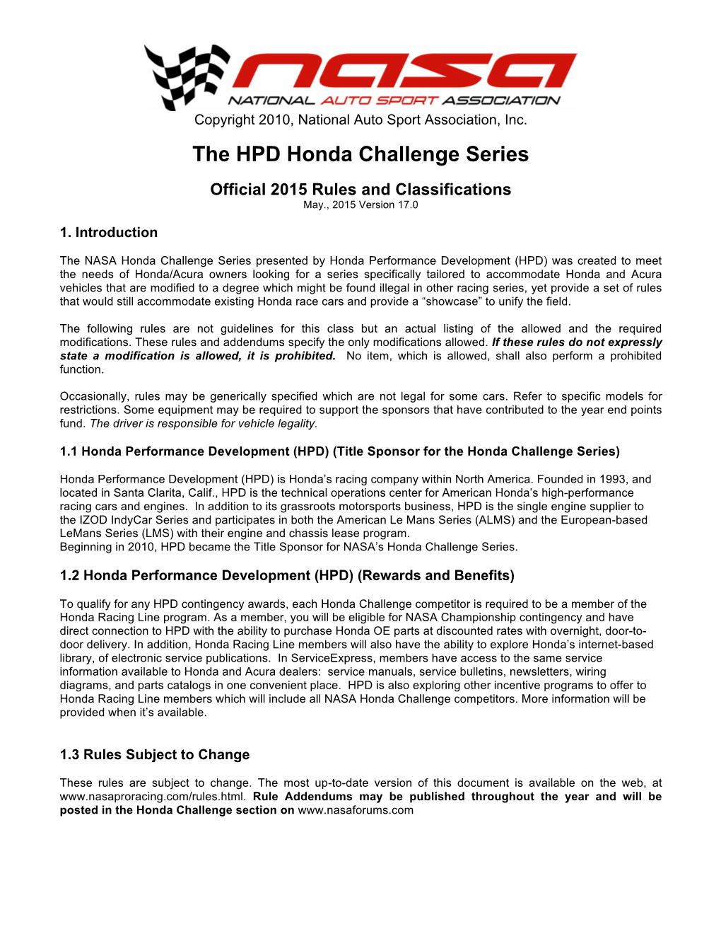 The HPD Honda Challenge Series