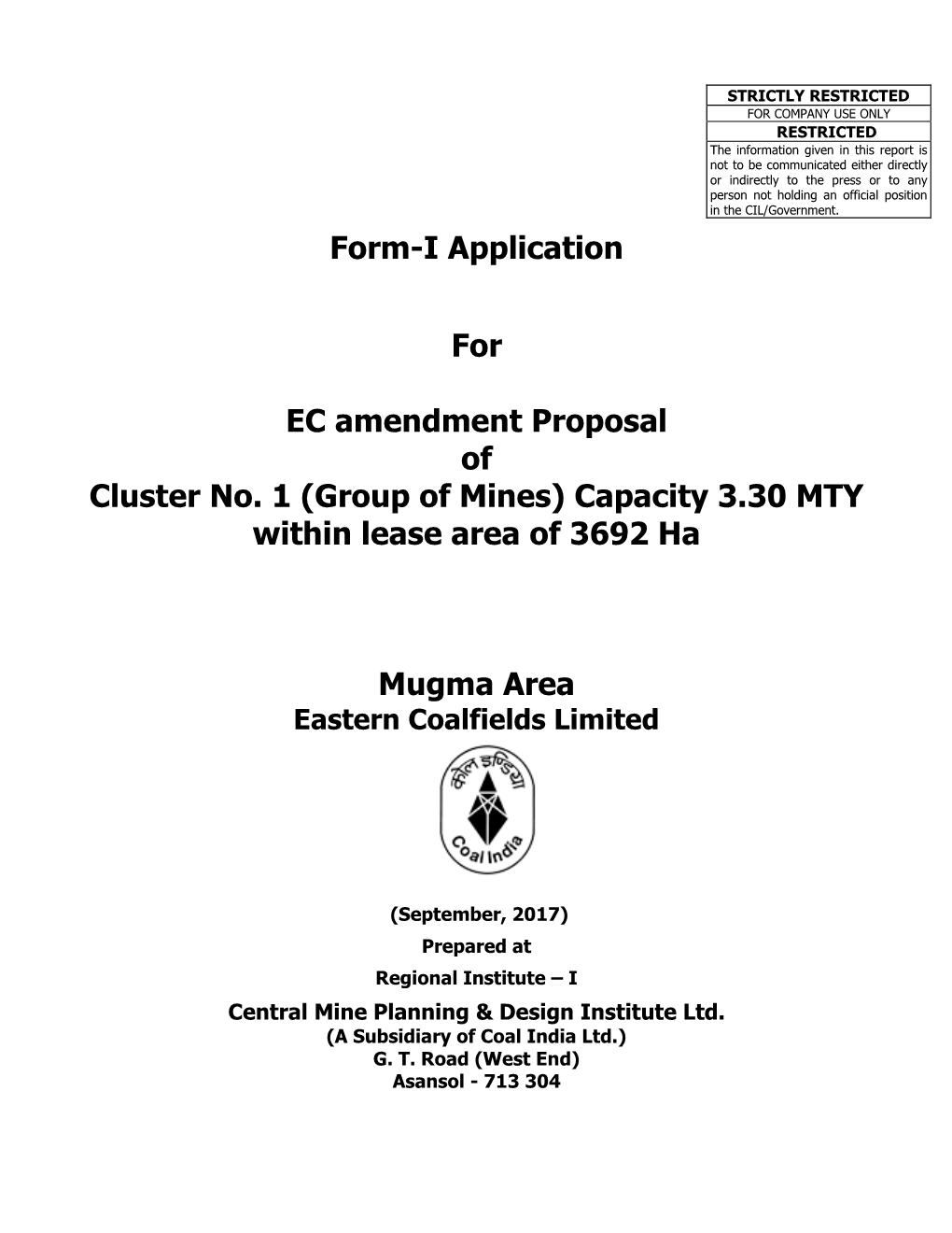 Form-I Application for EC Amendment