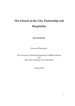 The Church in the City: Partnership and Hospitality