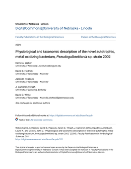Physiological and Taxonomic Description of the Novel Autotrophic, Metal Oxidizing Bacterium, Pseudogulbenkiania Sp