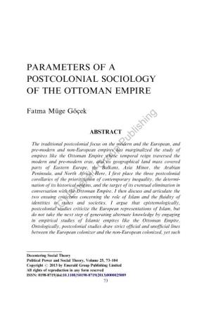 Parameters of a Postcolonial Sociology of the Ottoman Empire