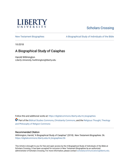 A Biographical Study of Caiaphas