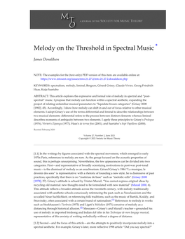 Melody on the Threshold in Spectral Music *