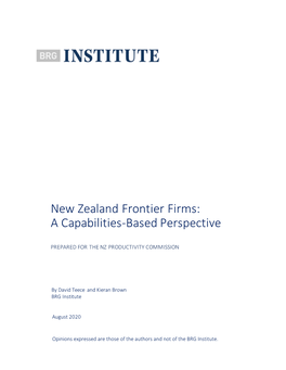 New Zealand Frontier Firms: a Capabilities-Based Perspective