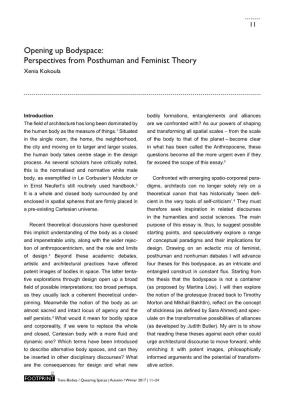 Opening up Bodyspace: Perspectives from Posthuman and Feminist Theory Xenia Kokoula