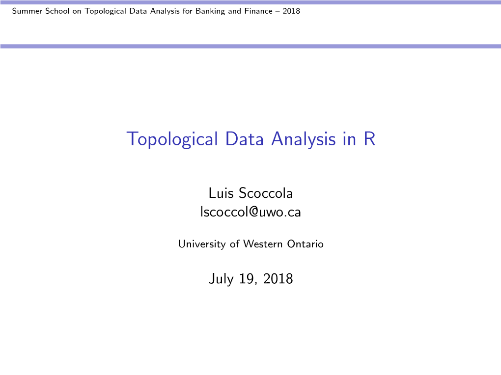Topological Data Analysis in R