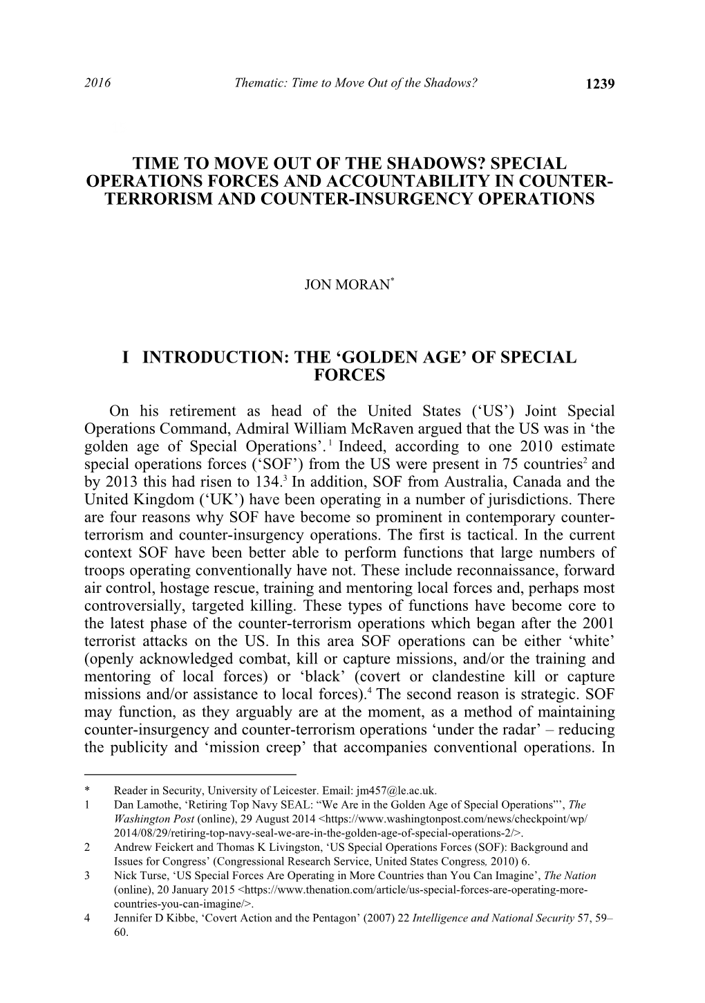 Special Operations Forces and Accountability in Counter- Terrorism and Counter-Insurgency Operations