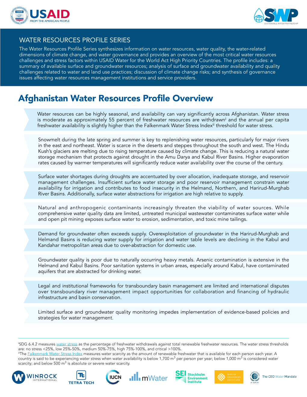 Afghanistan Water Resources Profile Overview