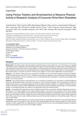 Using Fitness Trackers and Smartwatches to Measure Physical Activity in Research: Analysis of Consumer Wrist-Worn Wearables