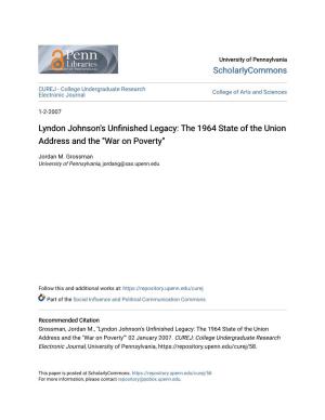 Lyndon Johnson's Unfinished Legacy: the 1964 State of the Union Address and the "War on Poverty"