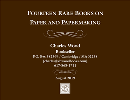 Fourteen Rare Books on Paper and Papermaking
