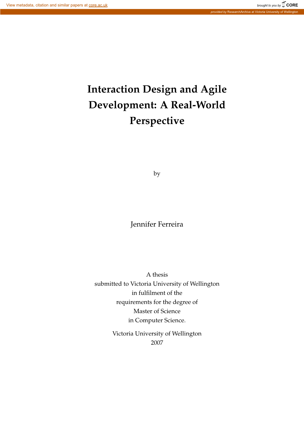 Interaction Design and Agile Development: a Real-World Perspective