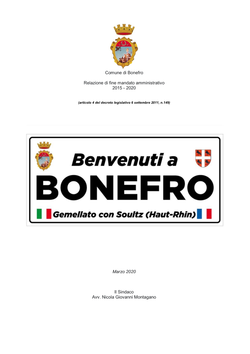 Comune Di Bonefro Relazione Di Fine Mandato Amministrativo 2015