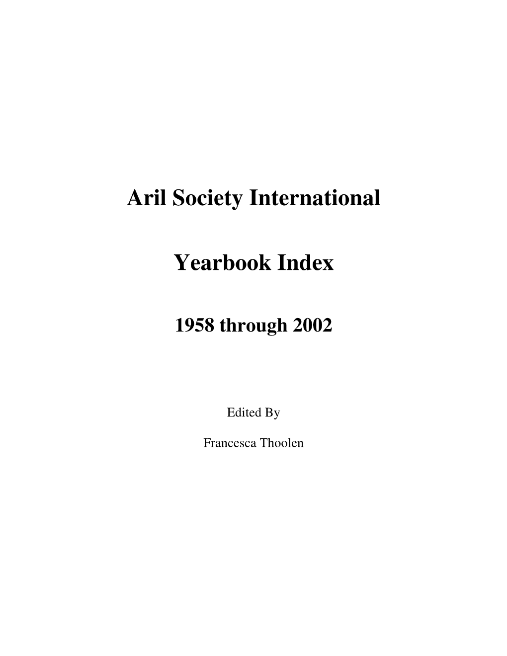 Yearbook Index 1958~2002