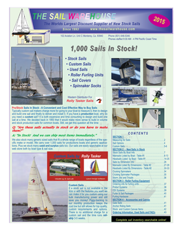2015 the Worlds Largest Discount Supplier of New Stock Sails Since 1993