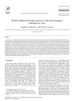 Kclo4 Inhibits Thyroidal Activity in the Larval Lamprey Endostyle in Vitro
