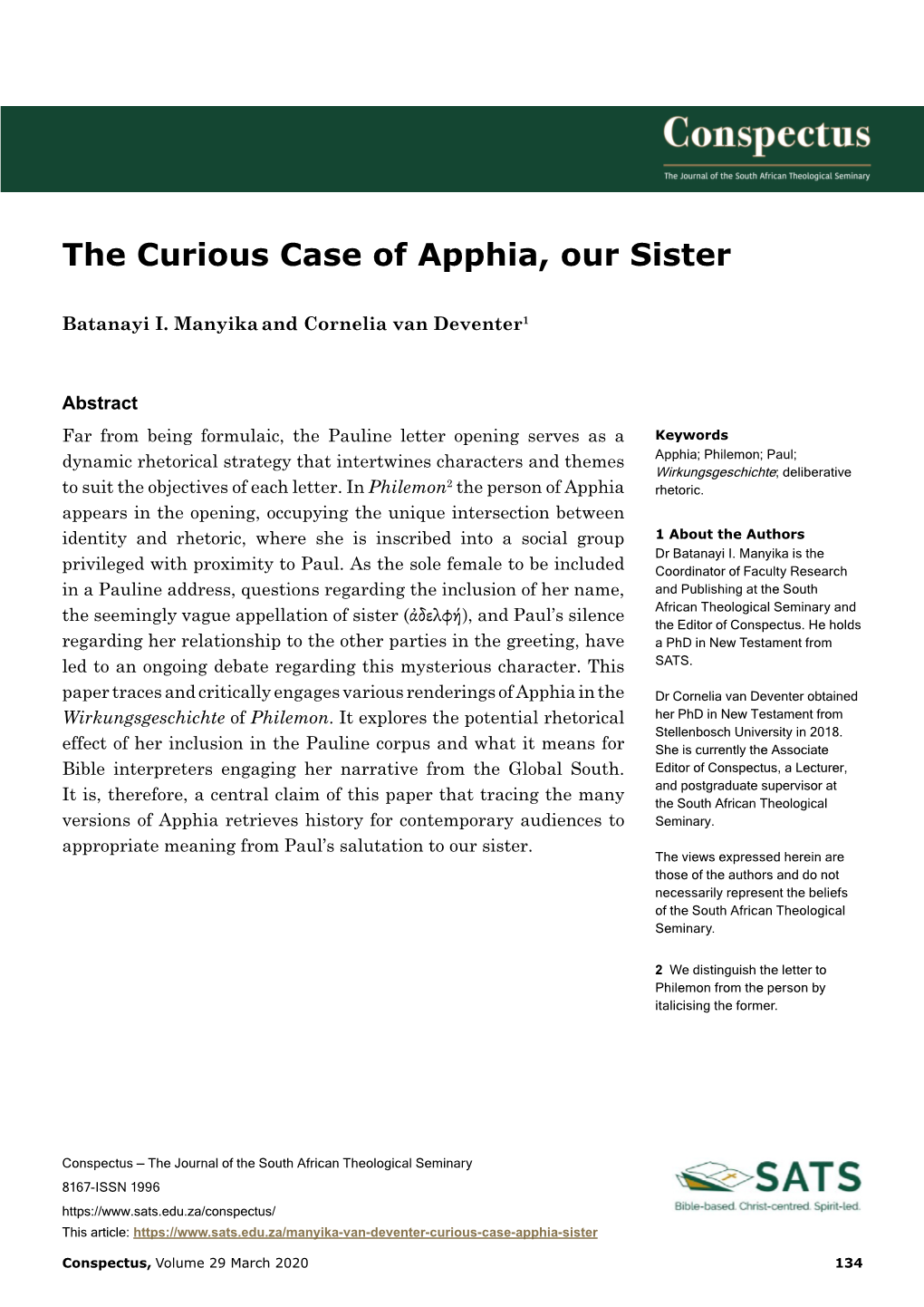 The Curious Case of Apphia, Our Sister