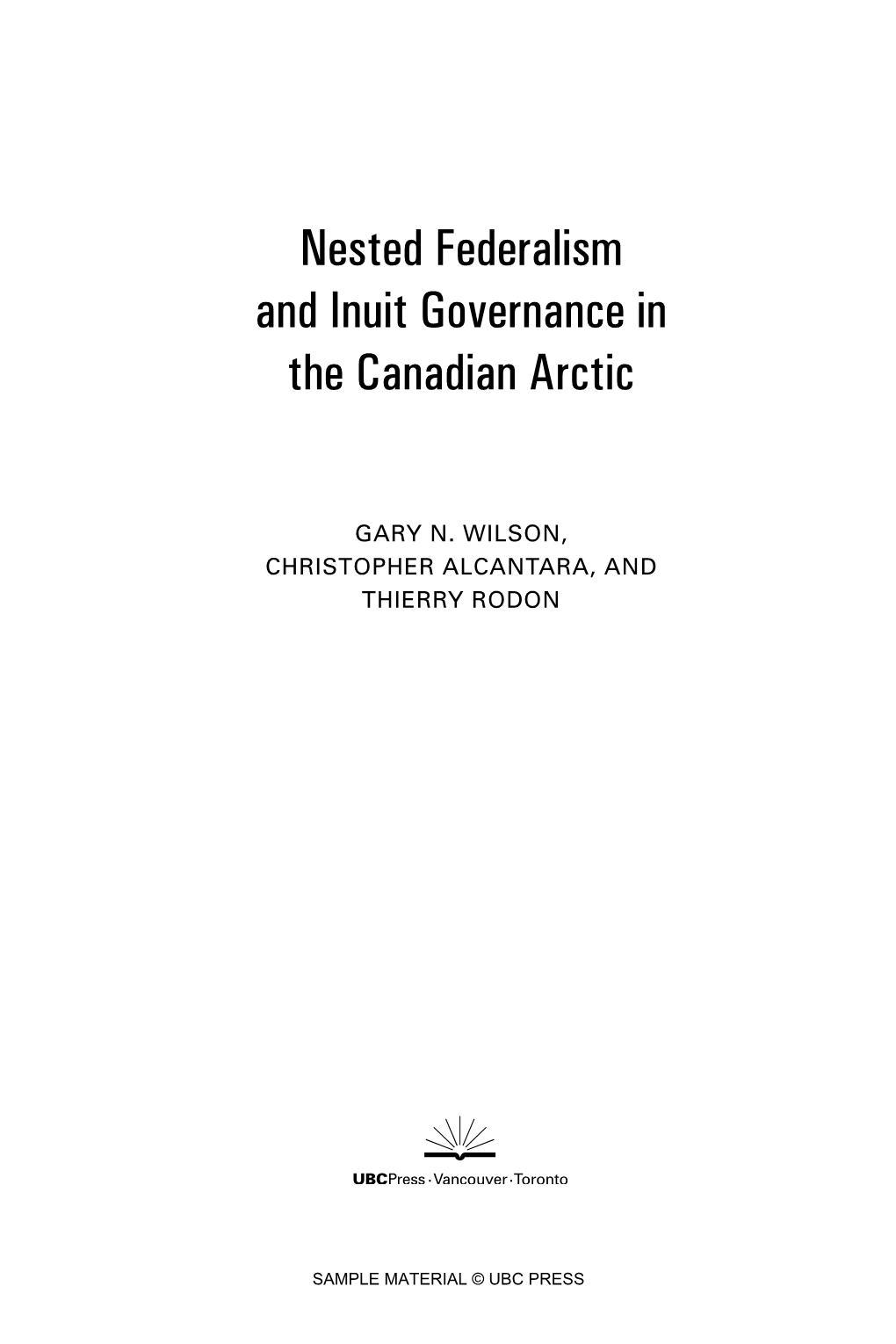 Nested Federalism and Inuit Governance in the Canadian Arctic