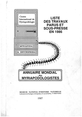 Liste Des Travaux Parus Et Sous-Presse En 1986