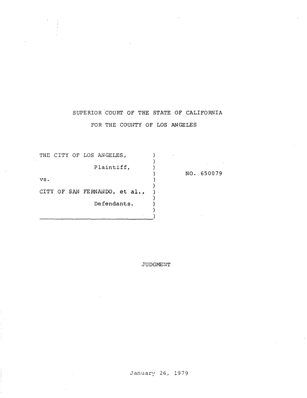 City of Los Angeles Vs. City of San Fernando, Et Al. Judgement January 26, 1979