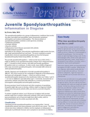 Juvenile Spondyloarthropathies: Inflammation in Disguise