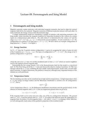 Lecture-08: Ferromagnets and Ising Model