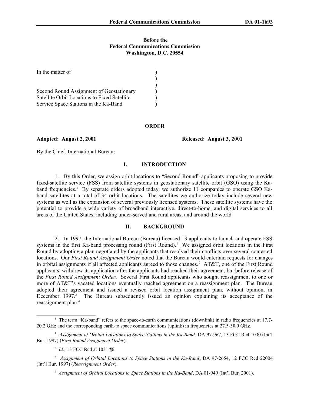 Federal Communications Commission DA 01-1693