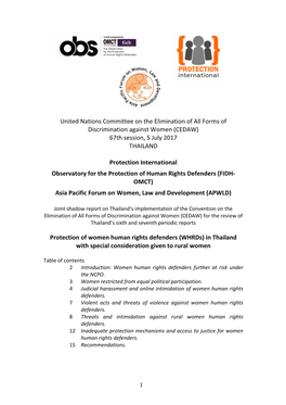 (CEDAW) 67Th Session, 5 July 2017 THAILAND