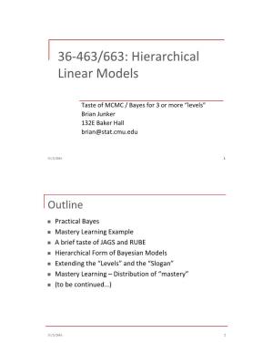 36-463/663: Hierarchical Linear Models