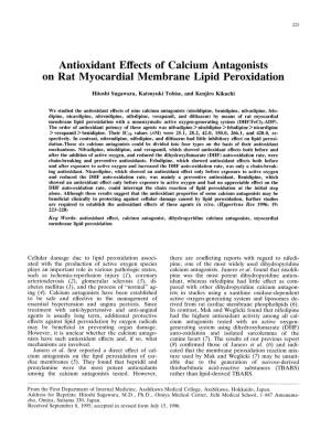 Antioxidant Effects of Calcium Antagonists Rat Myocardial