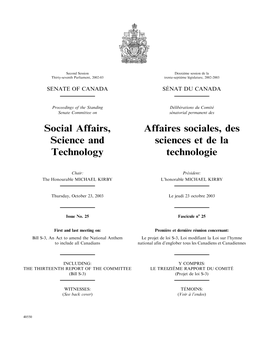 Social Affairs, Science and Technology