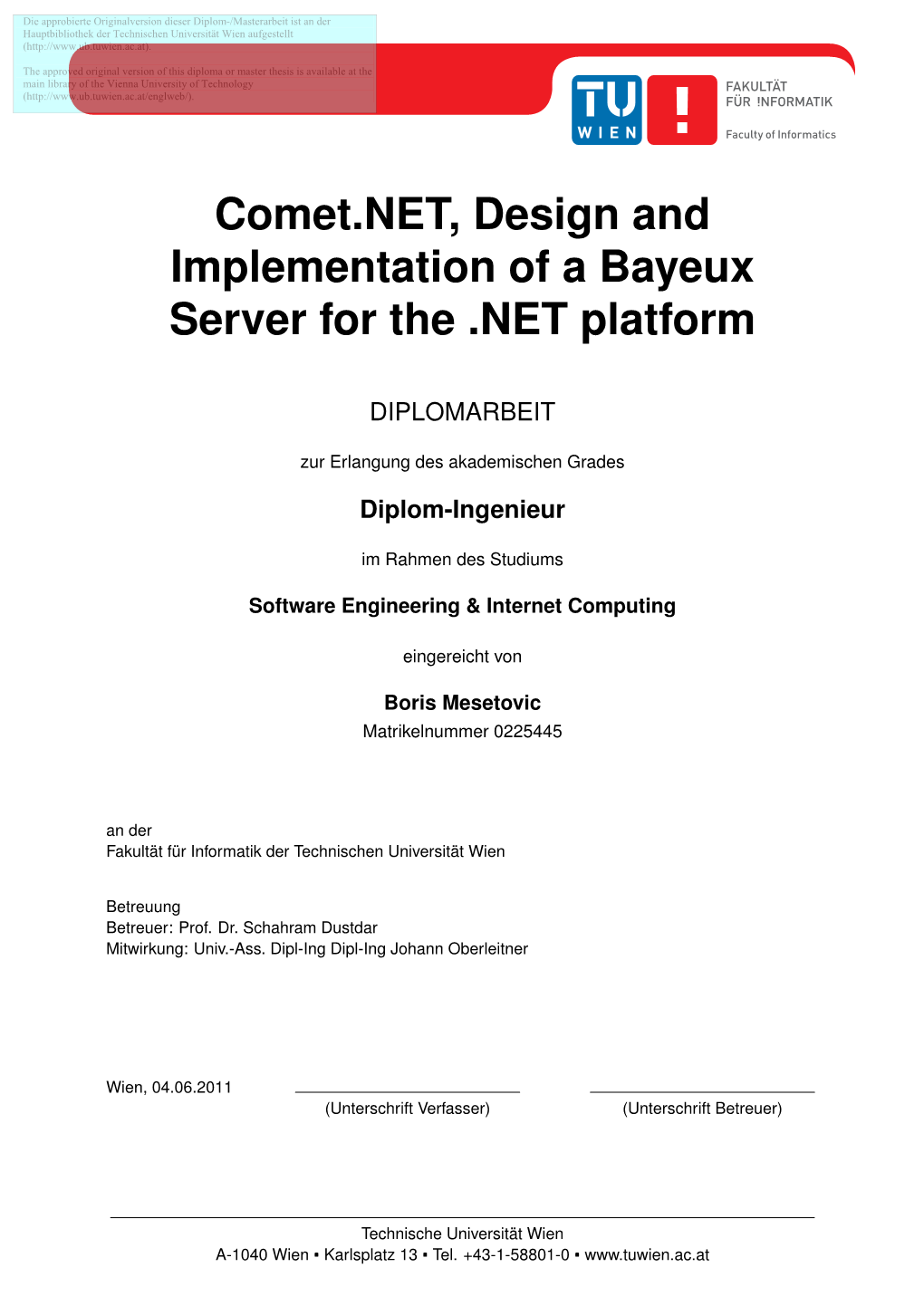 Comet.NET, Design and Implementation of a Bayeux Server for the .NET Platform