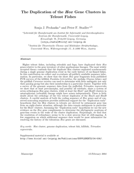 The Duplication of the Hox Gene Clusters in Teleost Fishes