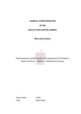 Chemical Characterisation of the Soils of East-Central