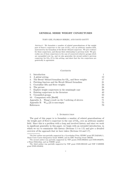 General Serre Weight Conjectures