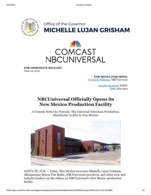 Nbcuniversal Officially Opens Its New Mexico Production Facility