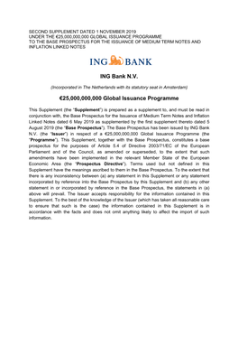 ING Bank N.V. €25,000,000,000 Global Issuance Programme