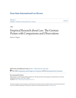 Empirical Research About Law: the German Picture with Comparisons and Observations Robert A