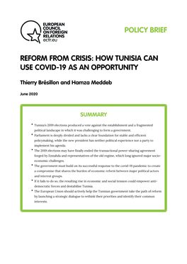Reform from Crisis: How Tunisia Can Use Covid-19 As an Opportunity