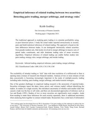 Empirical Inference of Related Trading Between Two Securities: Detecting Pairs Trading, Merger Arbitrage, and Strategy Rules*