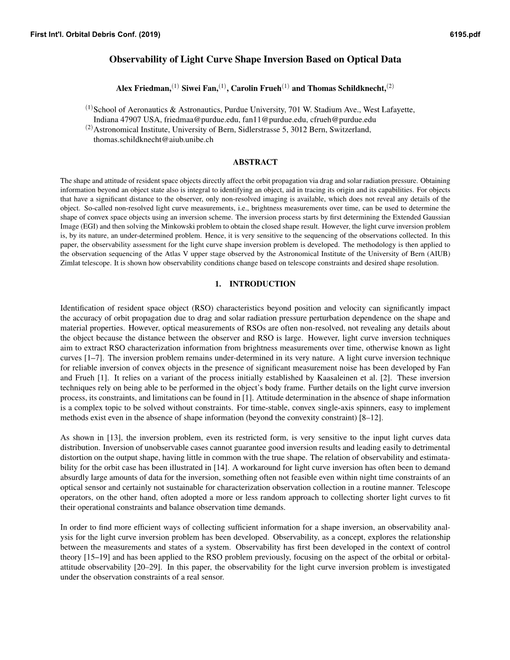 Observability of Light Curve Shape Inversion Based on Optical Data