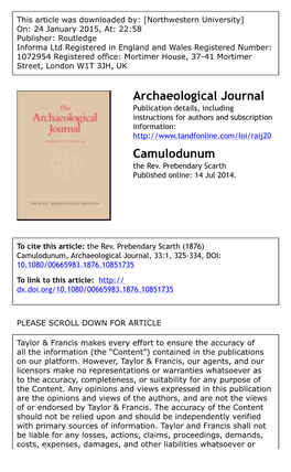 Archaeological Journal Camulodunum