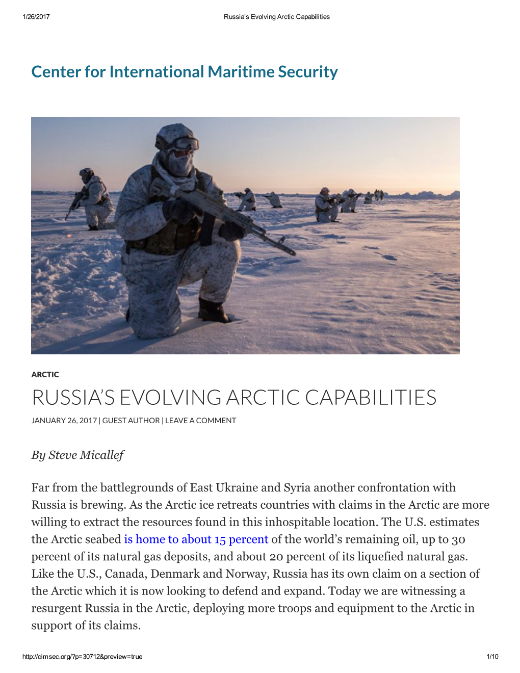 Russia's Evolving Arctic Capabilities