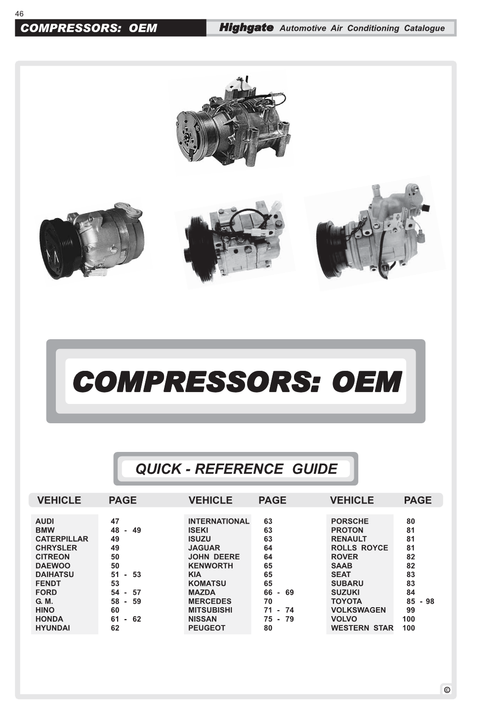 COMPRESSORS: OEM Highgate Automotive Air Conditioning Catalogue