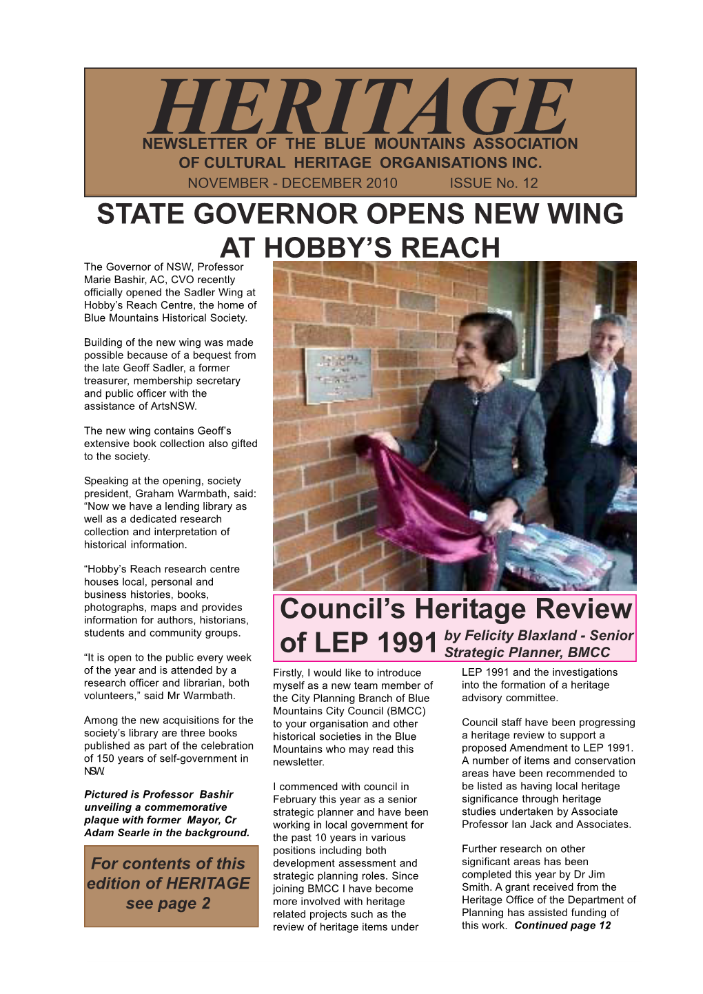 Heritage Newsletter Jan-Feb 2009