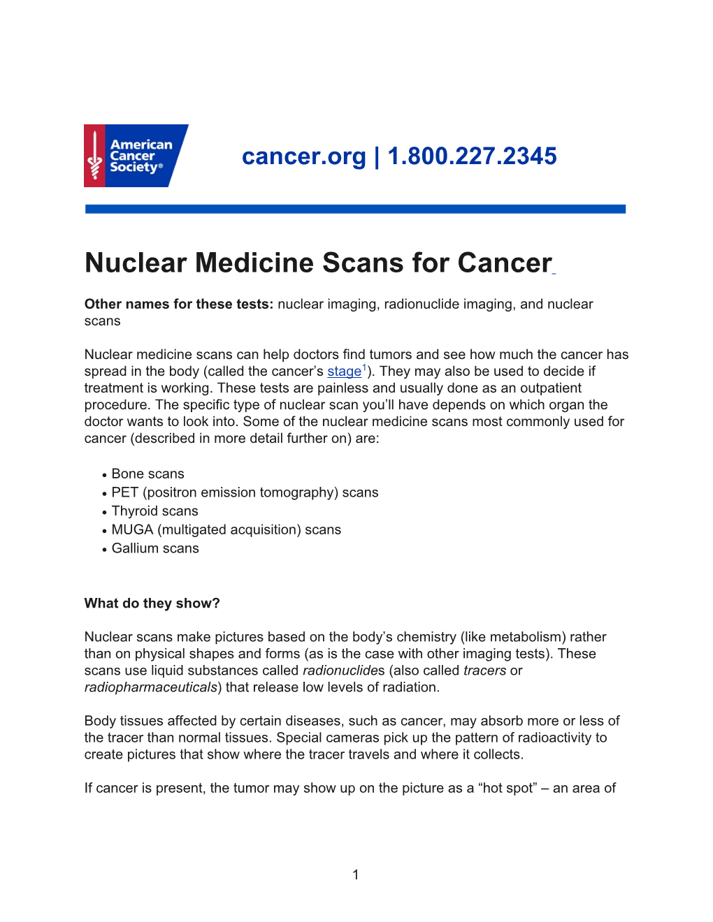 Nuclear Medicine Scans for Cancer