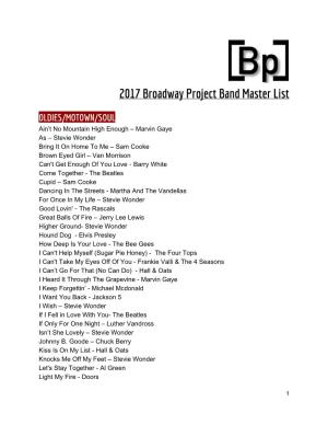 2017 Broadway Project Band Master List